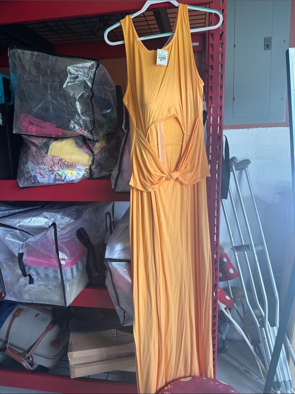 Ashley Stewart Orange Knot-Front Maxi Dress